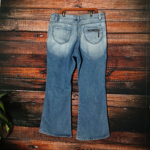 Apollo Jeans Plus Size 23 24 Flare Leg High Rise Denim Stretch Zipper Accents - Picture 3 of 8